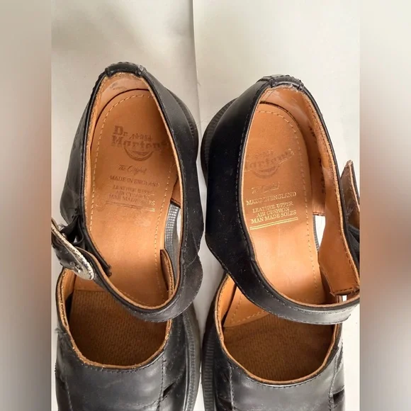 Dr. Martens Mary Jane Shoes Made in England Black Leather Chunky Sole Size 5 - Picture 3 of 8